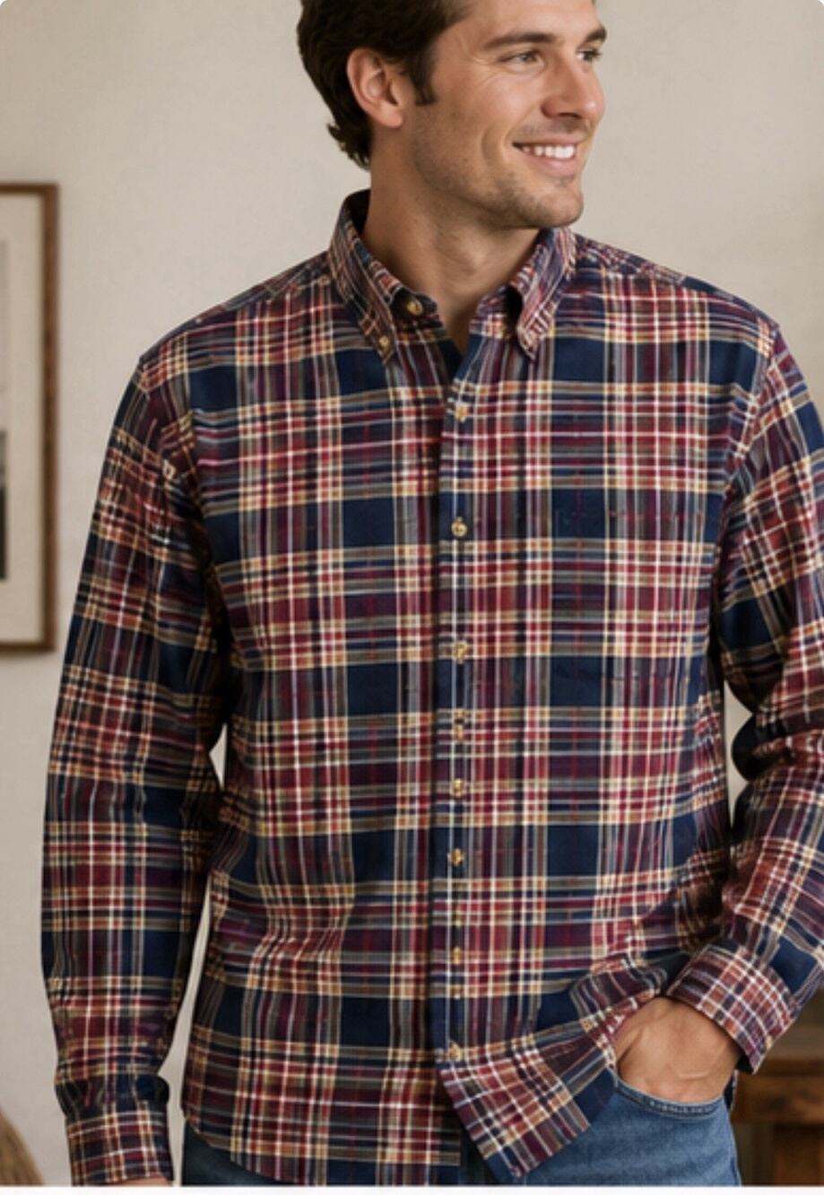 Cremieux Classics Plaid Button Up Shirt Men’s Medium Long Sleeve Cotton
